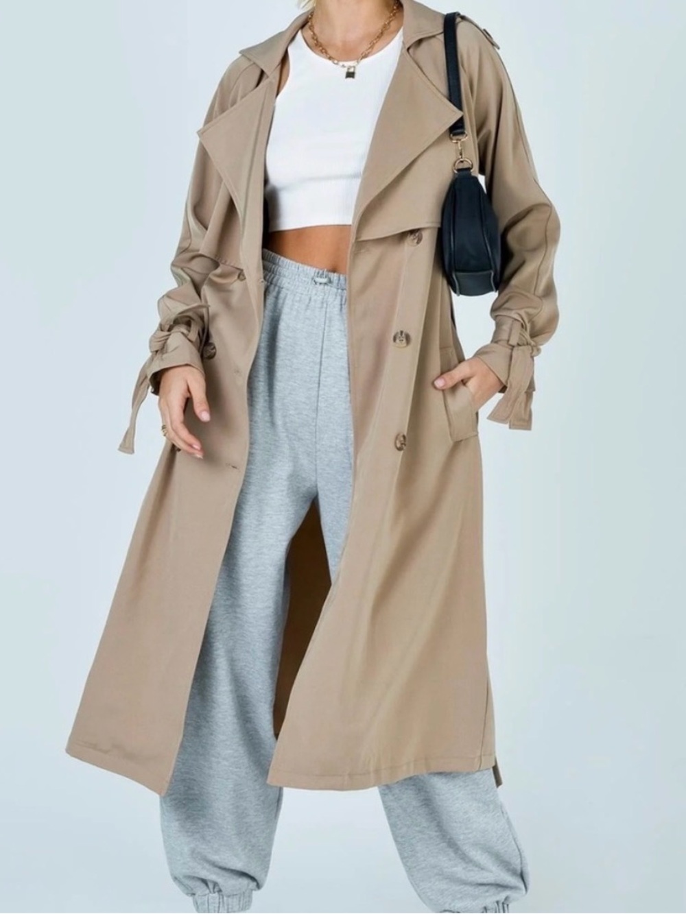 Princess Polly Cassie trench coat khaki size 0